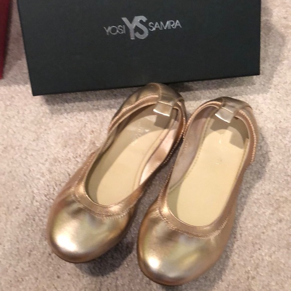 gold ballet flats